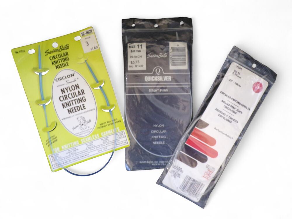Vintage Circular Knitting Needle Lot of 3 Still in Packages Size s 3, 10, 11
